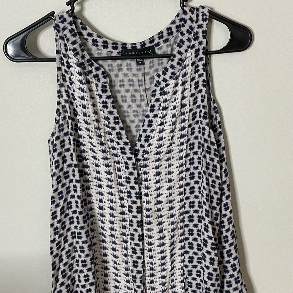 Sanctuary Black White Sleeveless Blouse Geometric Print Women’s XS Great cond